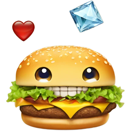 smile emoji with diamond teeth and a eye with a hamburger in it emoji
