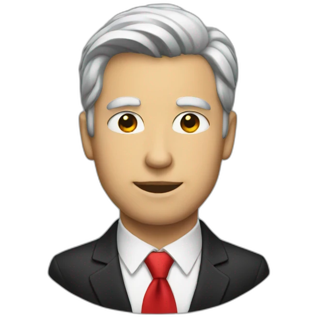 man with black blazer and red tie emoji