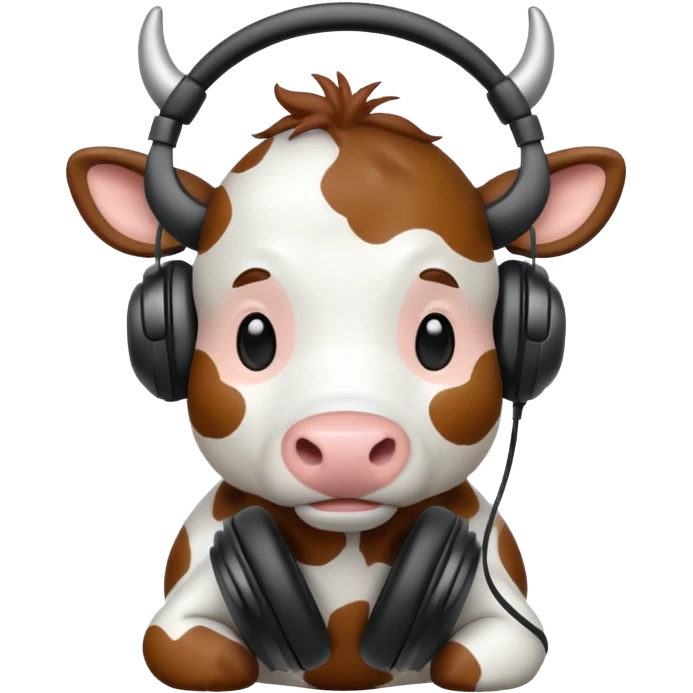 cartoon cow with big headphones emoji