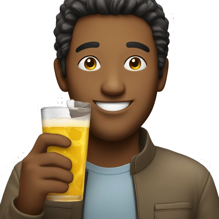 Happy guy enjoying drink emoji