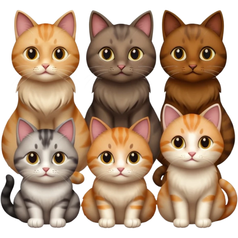 6 realistic looking cats with different natural coloured coats
 emoji