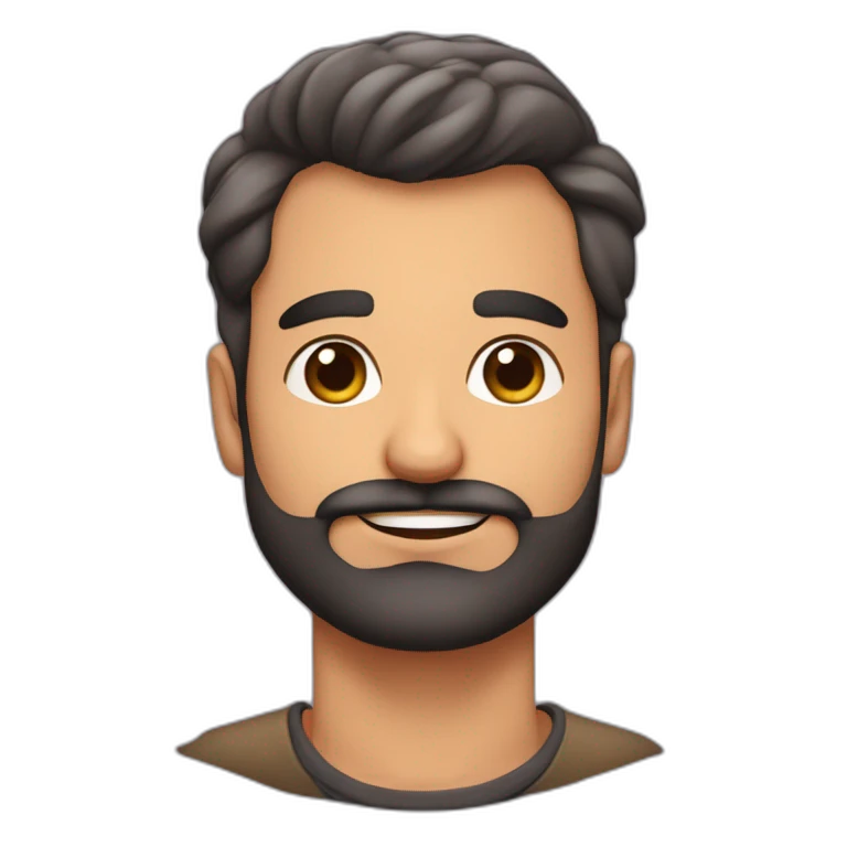 hombre de 40 años con barba negra corta ojos de corazon de enamorado emoji