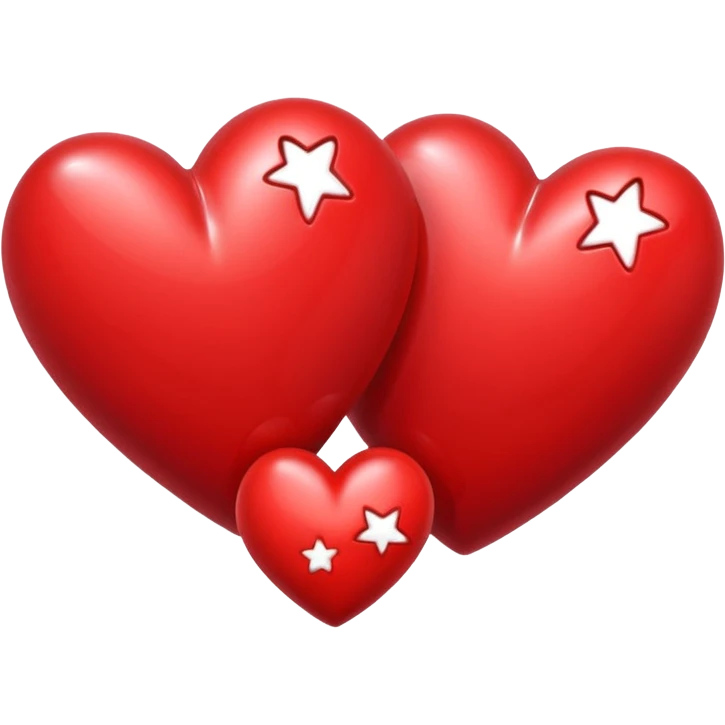 Two red hearts one beyond another with some stars in both the hearts emoji