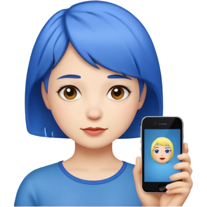 iPhone emoji girl with short blue hair  emoji