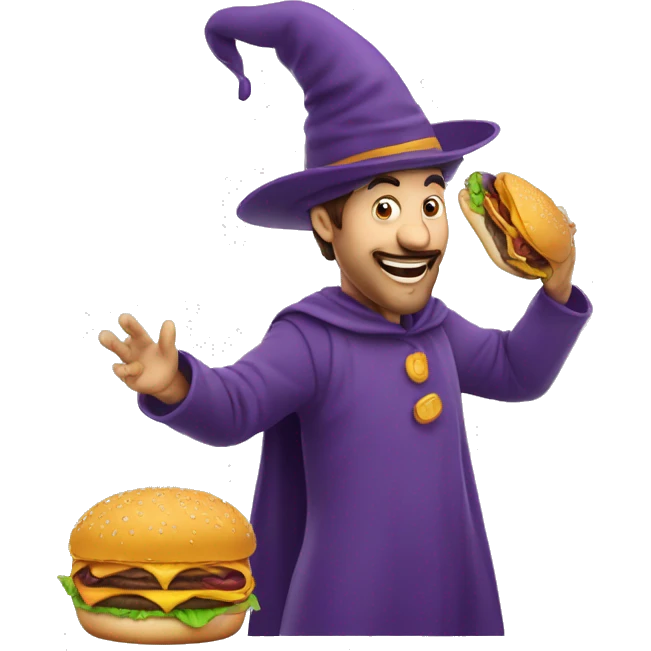 Sorcière qui mange un burger emoji