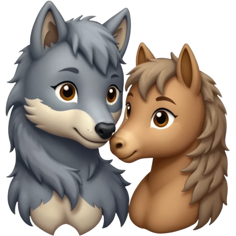 a wolf and a pony in love emoji