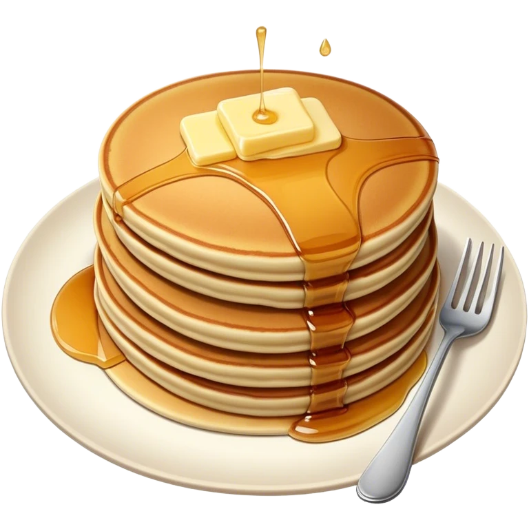 Pancakes with a piece of butter and syrup emoji