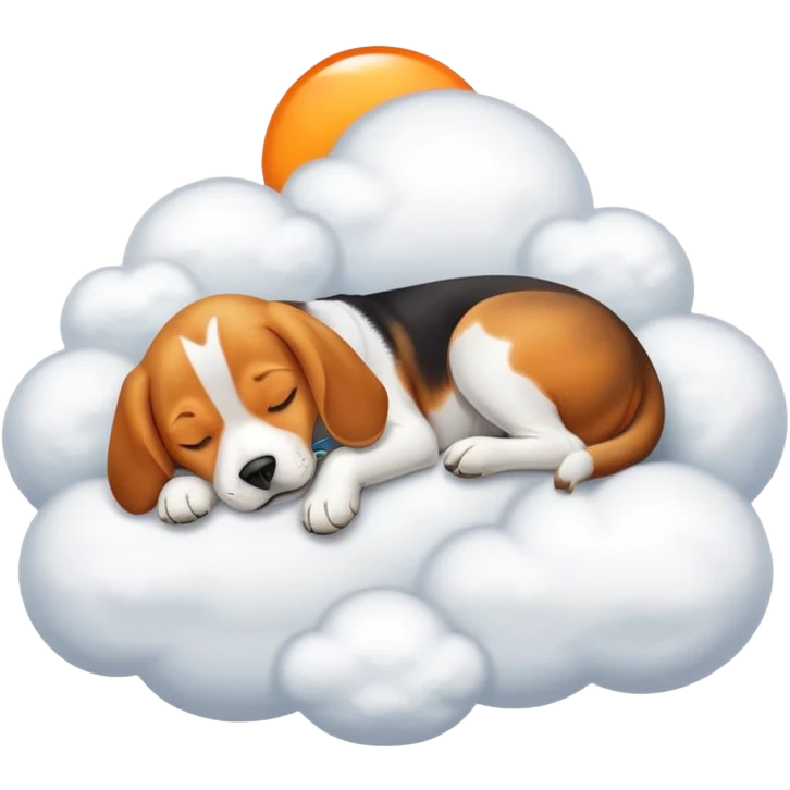Beagle dog with Orange necklace sleeping in cloud emoji