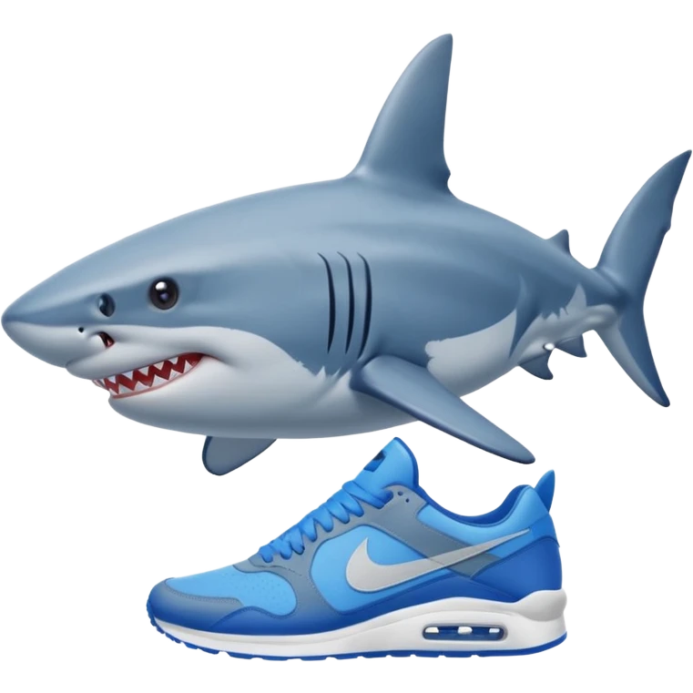 A shark standing, with blue nike sneakers emoji