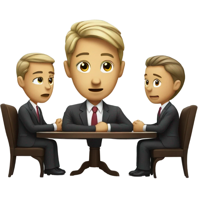 business people sitting around a table looking unhappy emoji