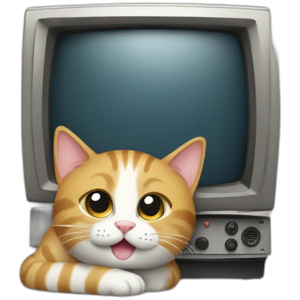 Cat behind a tv emoji