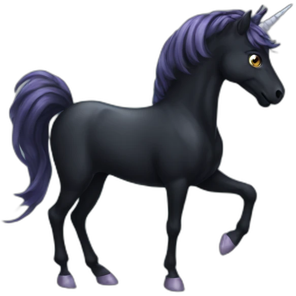 Spooky black unicorn emoji