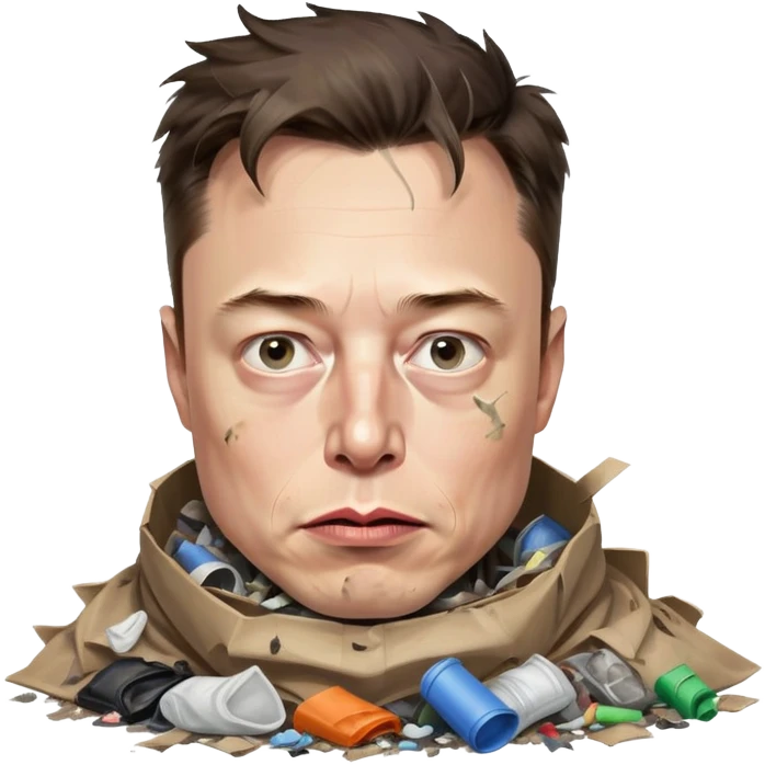 Elon musk in the trash emoji