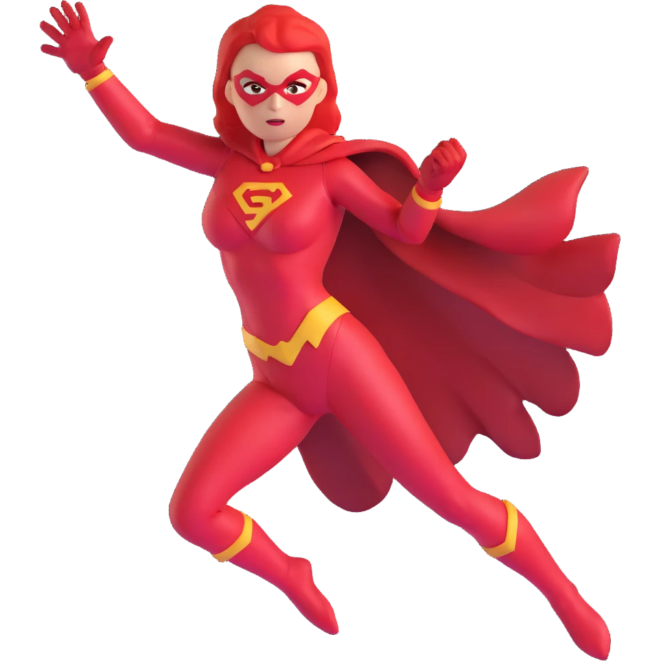 female superhero with red energy powers and red costume emoji