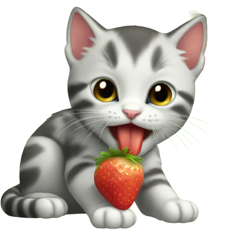 kitten eating strawberry  emoji