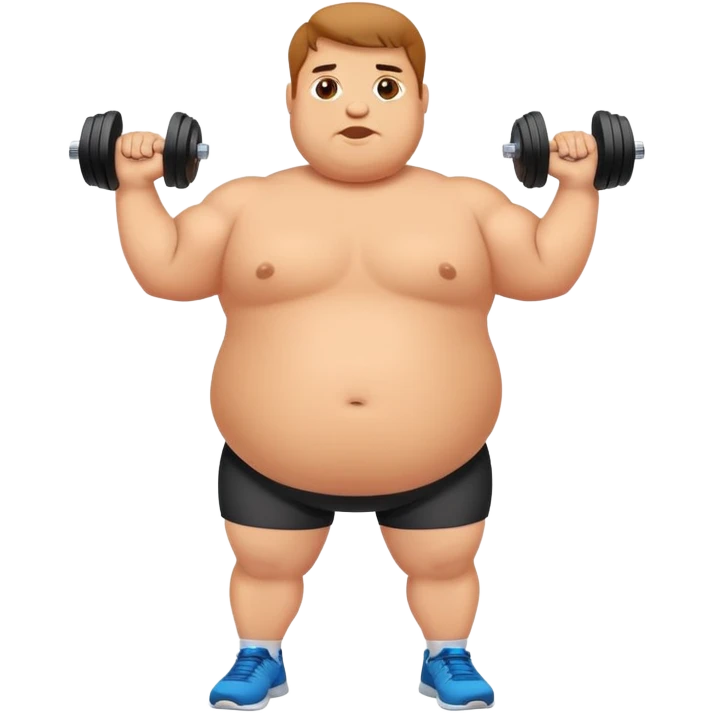 A fat person exercising with dumbbells emoji