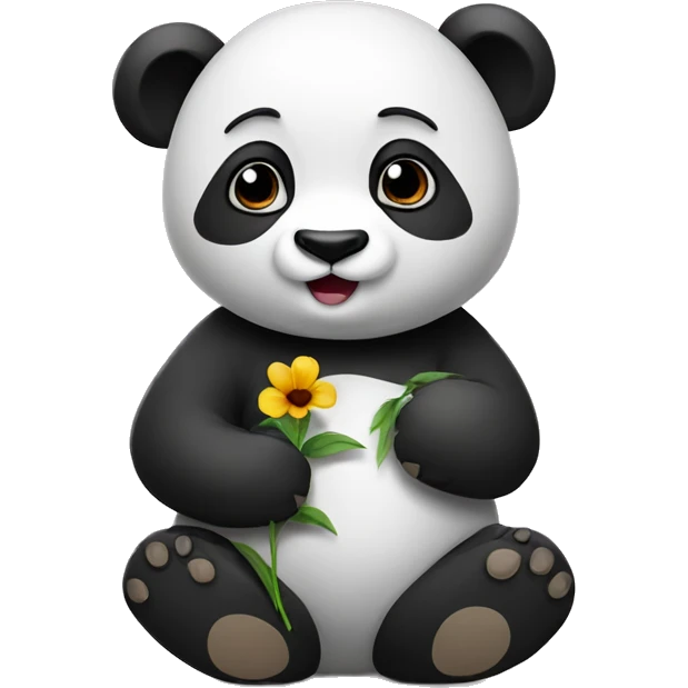 Panda holding a flower  emoji