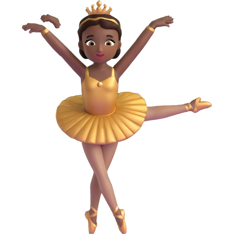 dark-skinned ballerina wearing golden outfit emoji