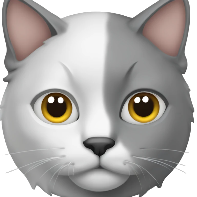two cats, one gray and one white emoji