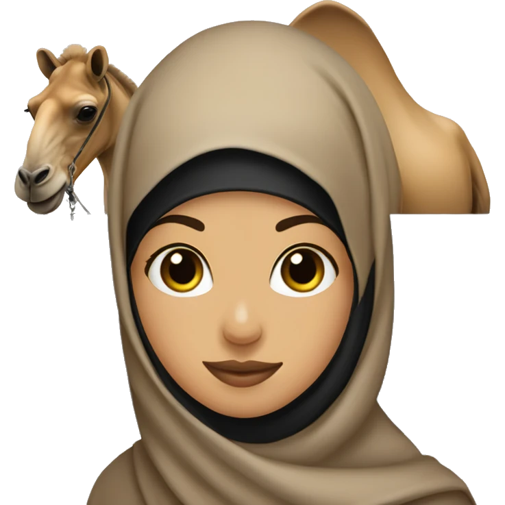 Hijab girl with camel that wears black mask emoji