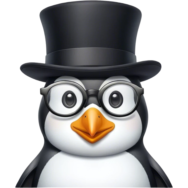 penguin with top hat and glasses emoji