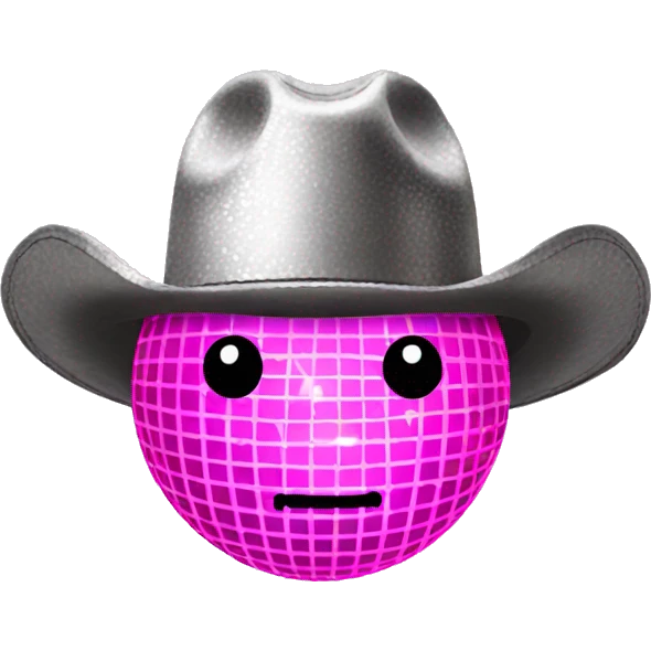 disco ball with a pink cowboy hat emoji