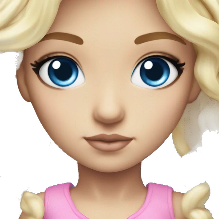 ocean blue doll eyes, blonde hair, feminine, pink, girl, angelic emoji