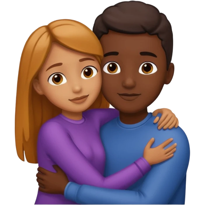 carmel girl and tall darkskin boy hugging  emoji