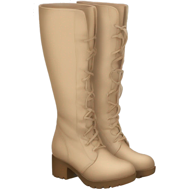 pair of beige chunky knee high boots emoji