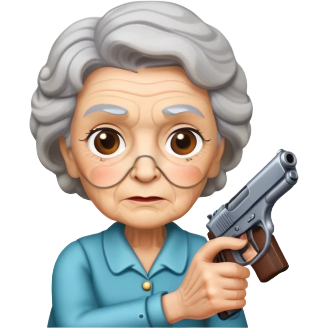 Granny with gun emoji