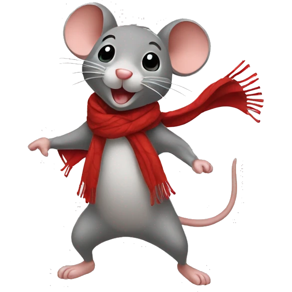 a dancing mouse with a scarf emoji