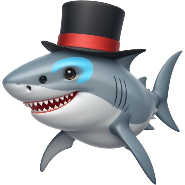 Shark with a top hat emoji