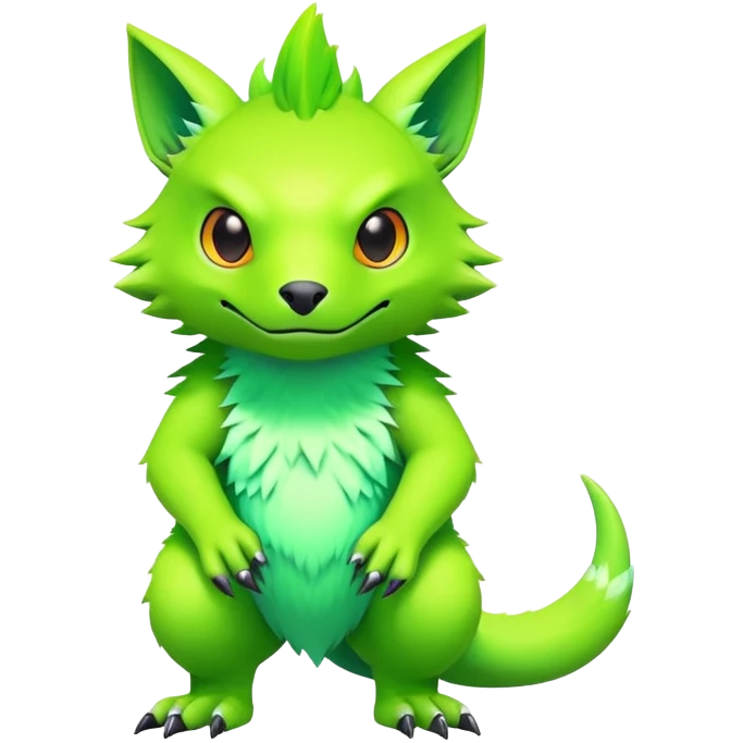 Tropical pastel dark bright vibrant futuristic lush warm-colored neon Fakémon-Vernid-Digimon-creature emoji