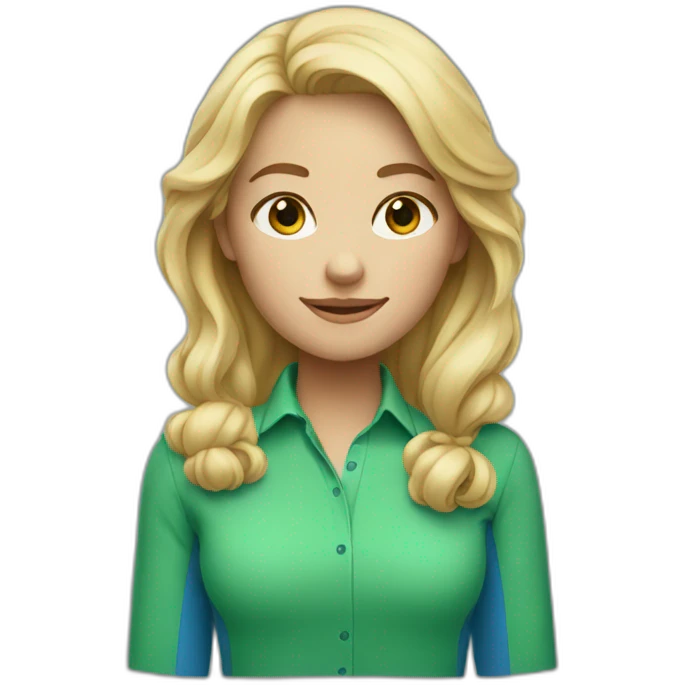 blonde girl with green blue shirt emoji