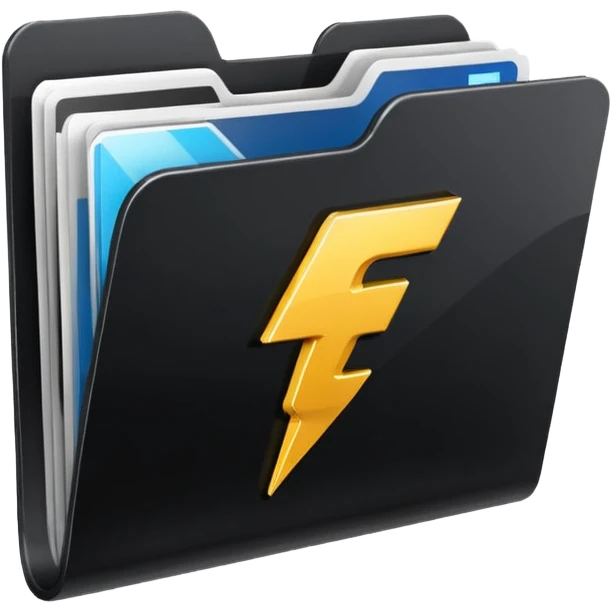 black folder flash file with a finance company logo
 emoji