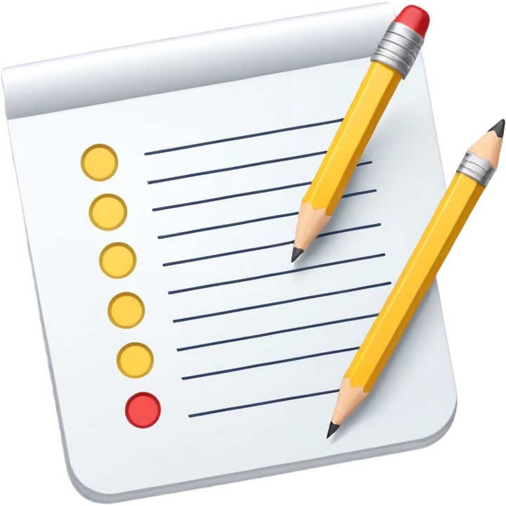 multiple choice test paper with a pencil emoji