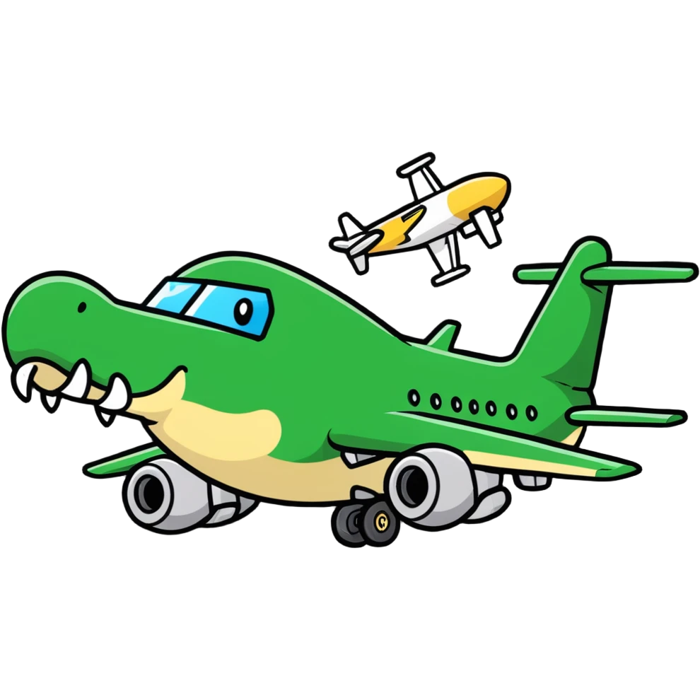 military airplane with a crocodile head throwing bombs emoji