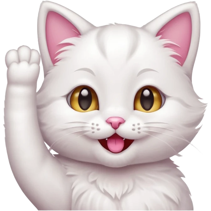 Cute kitty winking and waving and having a good time emoji