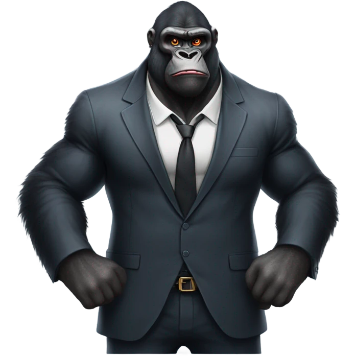 beautiful tall and muscular gorilla with a mafia outfit  emoji