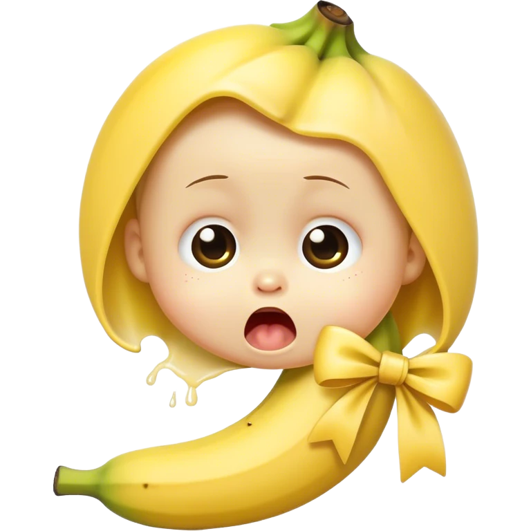 cute baby banana crying with a bow emoji