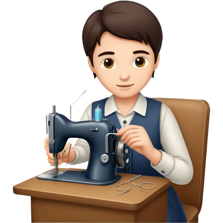tailor sewing holding needle and thread emoji