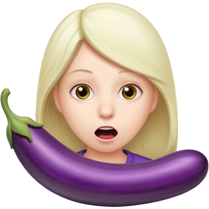 Shocked face sucking a eggplant  emoji
