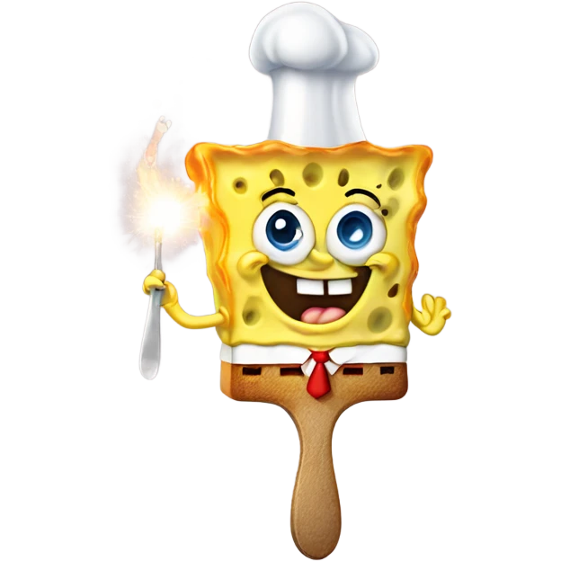 spongebob holding a spoon with sugar in it lighting the spoon on fire  emoji