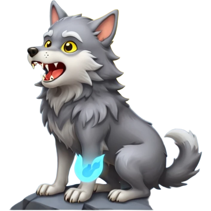 Werewolf howling at moon  cartoon -style/cute and transparent for a sticker  emoji