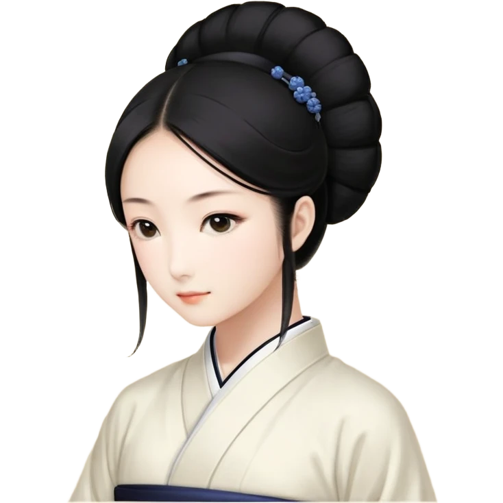一个黑色长发女生和黑色中型可布卡 emoji