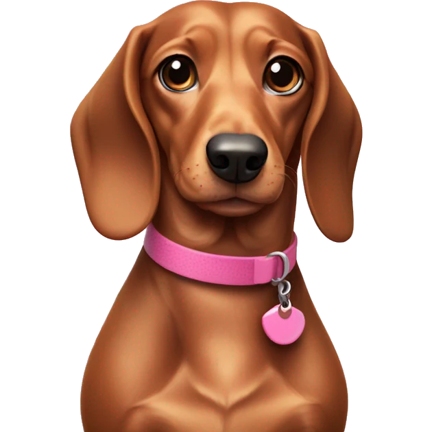 Sausage dog with pink collar and hazel eyes emoji