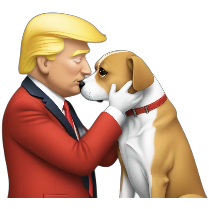 trump kissing a dog emoji
