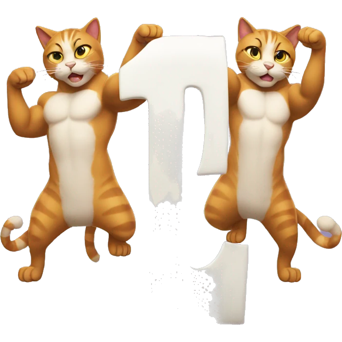 two muscular cats holding up the number thirteen emoji