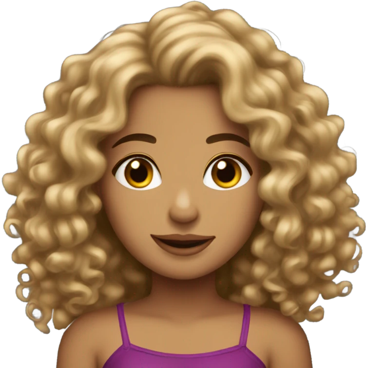 pretty latina with curly hair longer hair emoji