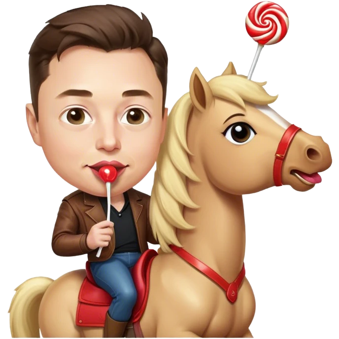 elon musk riding a pony licking a lollipop  emoji